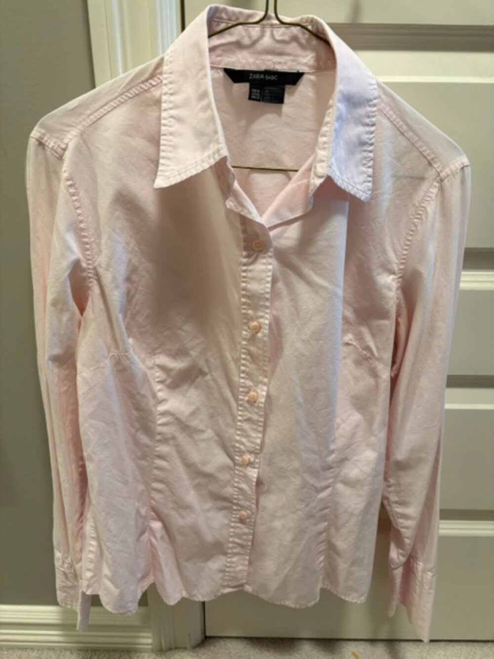 ZARA pale pink long sleeve button down shirt